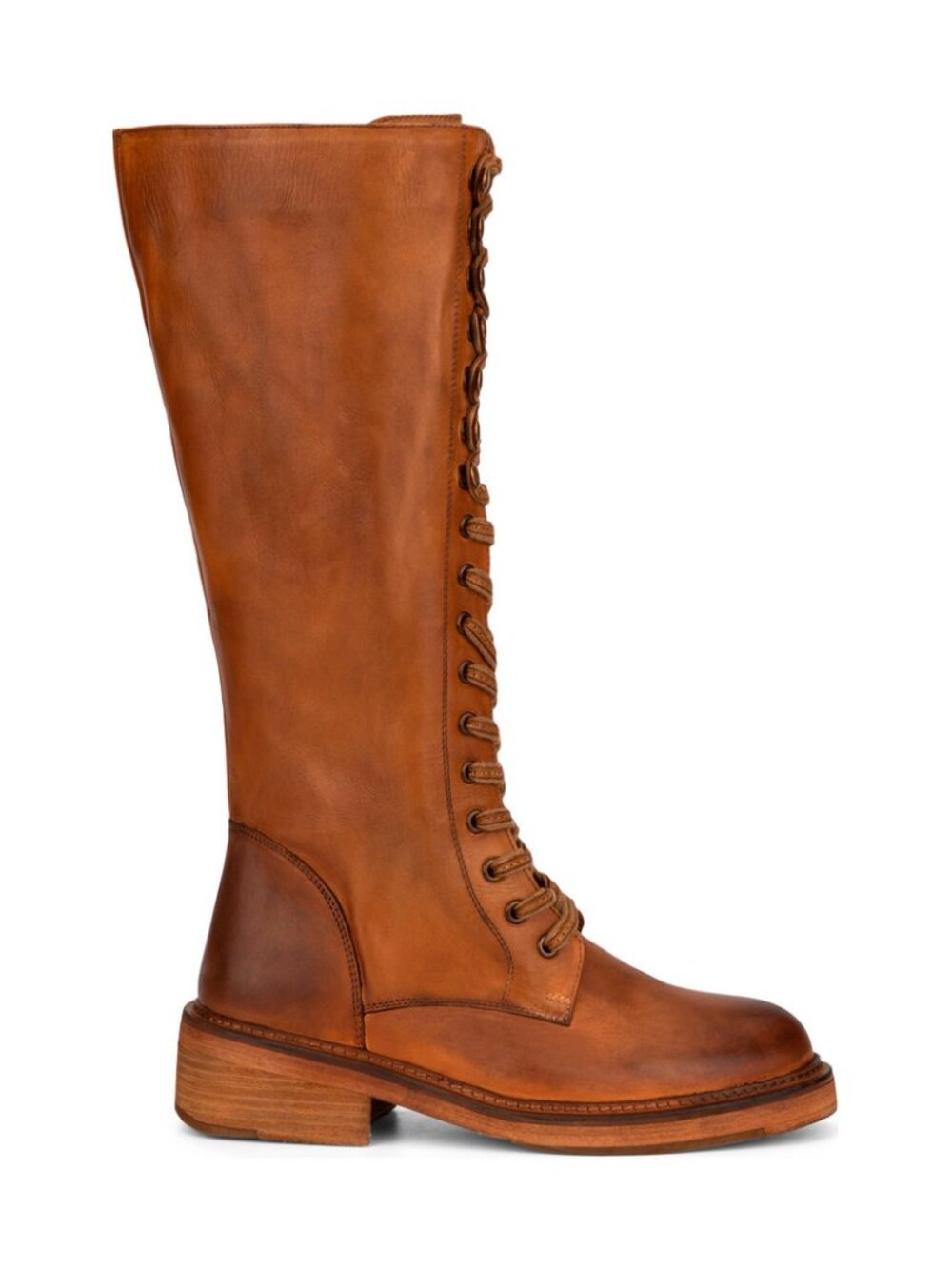 Vintage Foundry Co. Sz. 8 Tan Leather Sadelle Lace Up Boots - Picture 2 of 16
